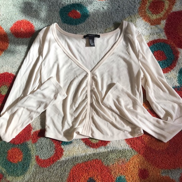 cream cinched crop top